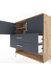 Arges Şifonyer 2 Raflı 2 Çekmeceli 2 Kapaklı 88x30x96 Çam-Antrasit