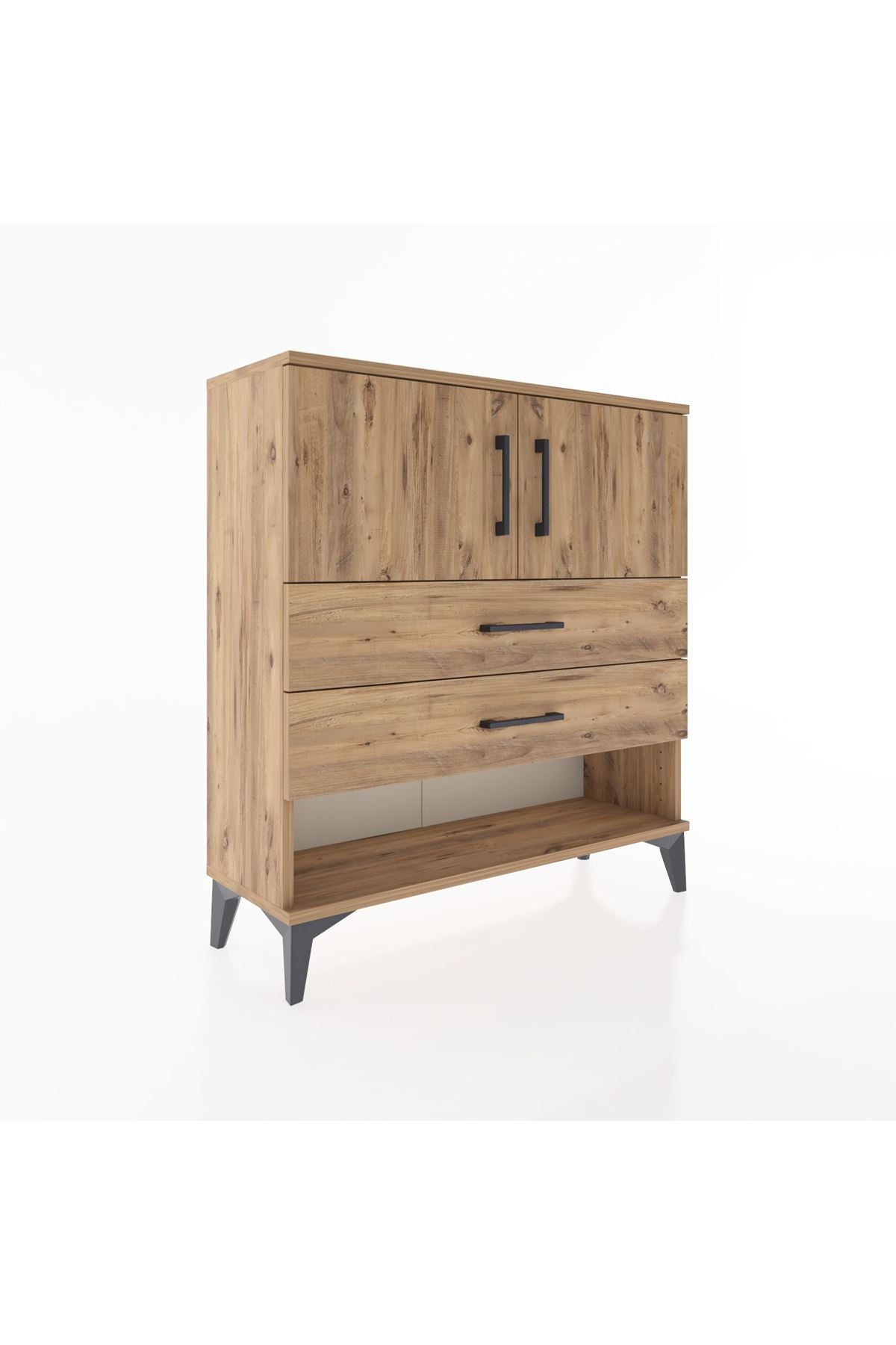 Arges Şifonyer 2 Raflı 2 Çekmeceli 2 Kapaklı 88x30x96 Çam-Çam