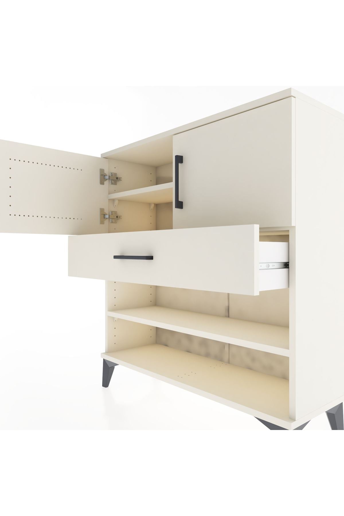 Arges Şifonyer 3 Raflı Tek Çekmeceli 2 Kapaklı 88x30x96 Aytaşı-Aytaşı