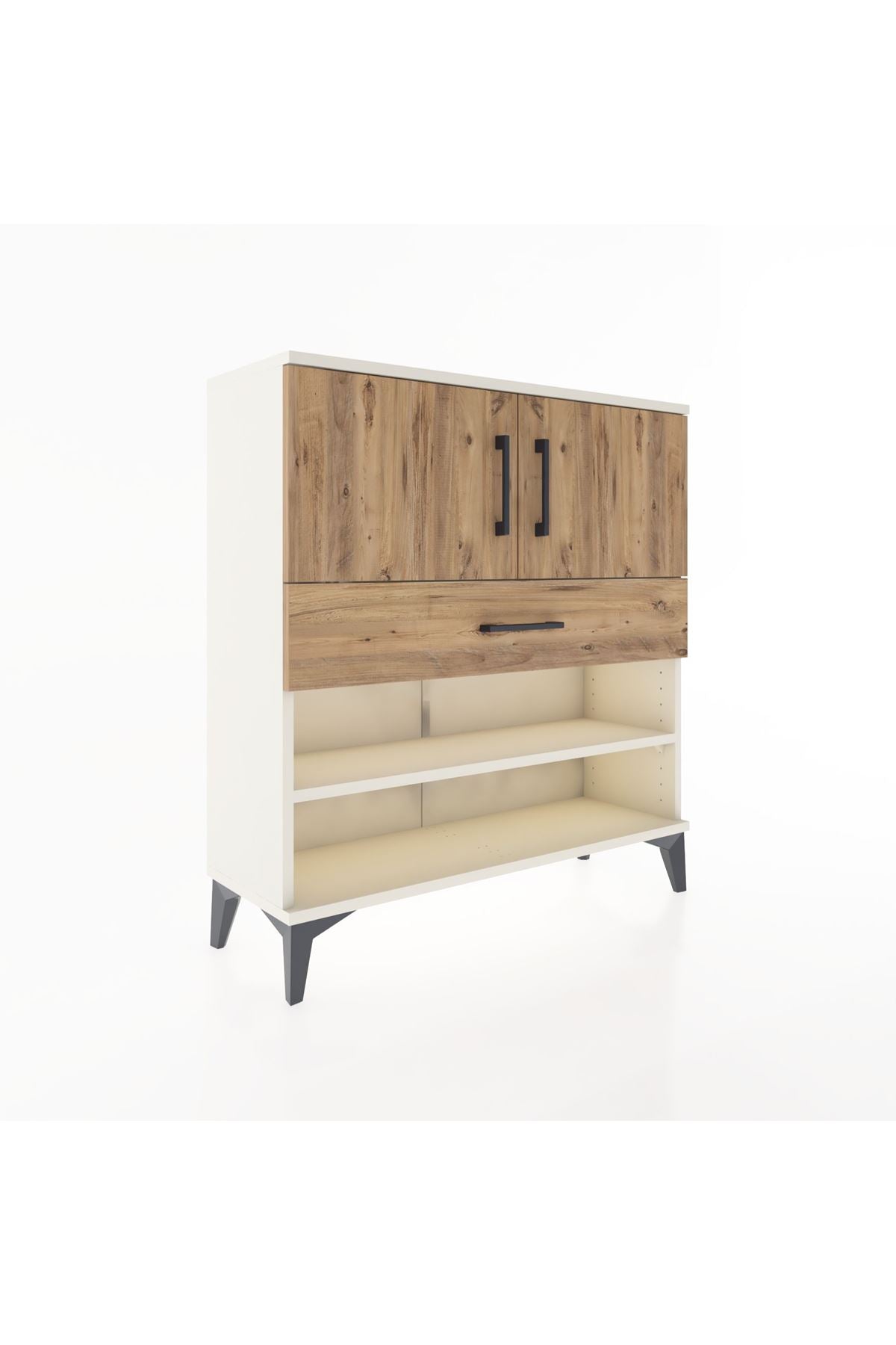 Arges Şifonyer 3 Raflı Tek Çekmeceli 2 Kapaklı 88x30x96 Aytaşı-Çam