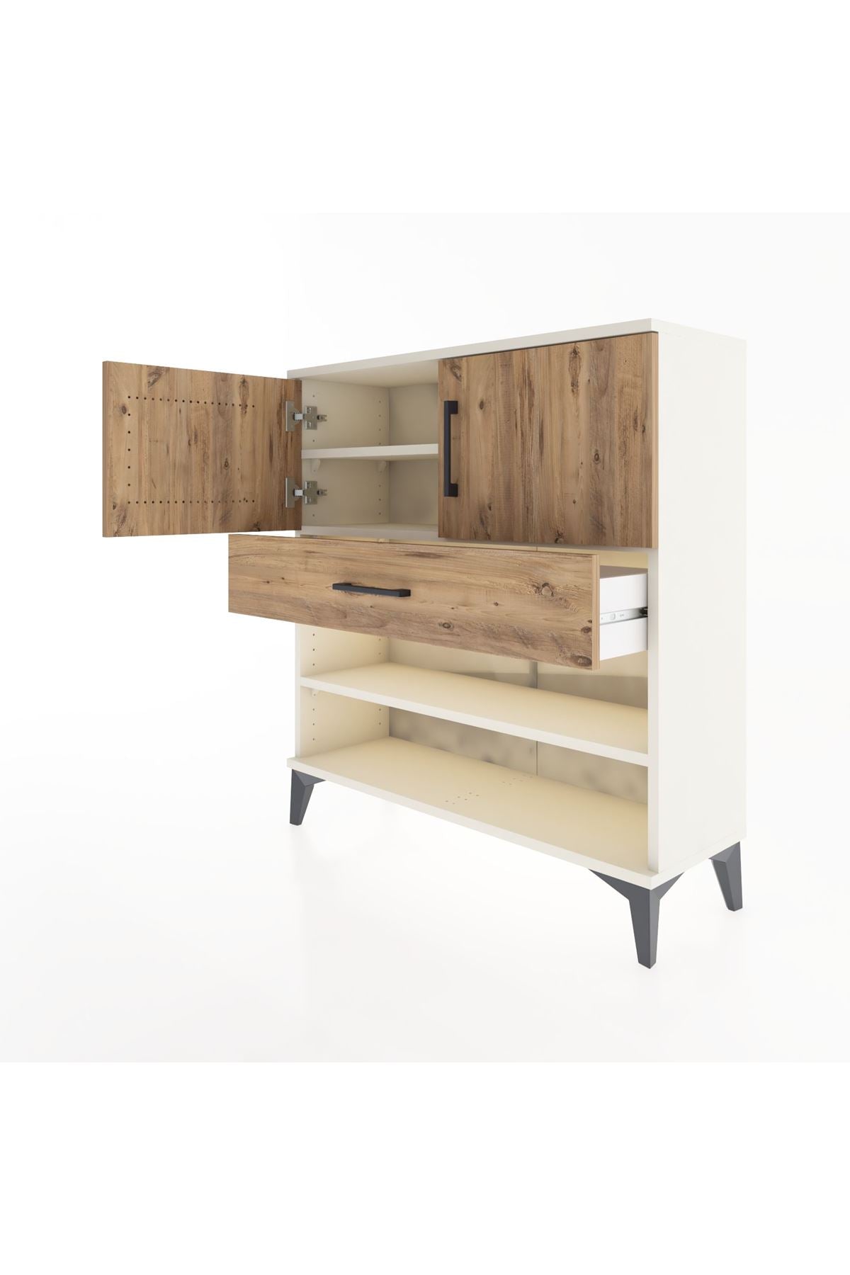 Arges Şifonyer 3 Raflı Tek Çekmeceli 2 Kapaklı 88x30x96 Aytaşı-Çam