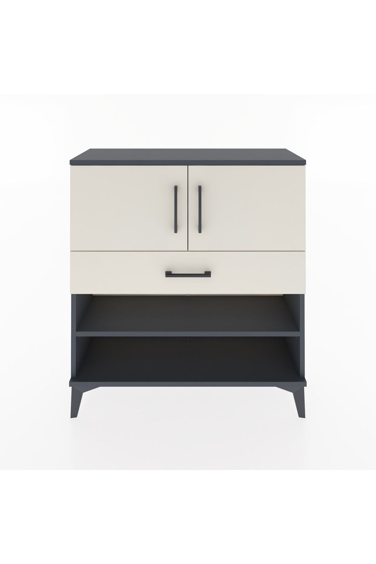 Arges Şifonyer 3 Raflı Tek Çekmeceli 2 Kapaklı 88x30x96 Antrasit-Aytaşı