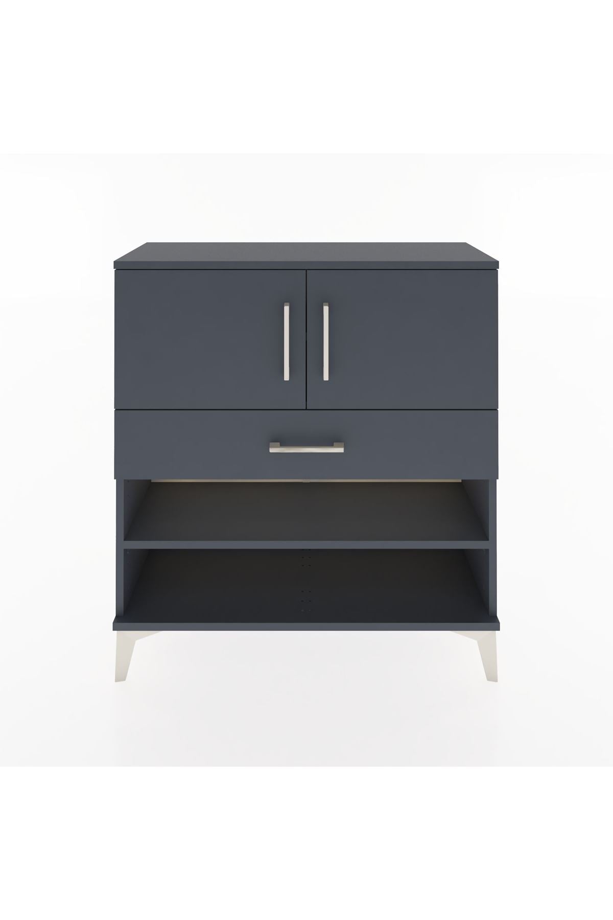 Arges Şifonyer 3 Raflı Tek Çekmeceli 2 Kapaklı 88x30x96 Antrasit-Antrasit
