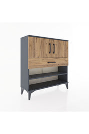 Arges Şifonyer 3 Raflı Tek Çekmeceli 2 Kapaklı 88x30x96 Antrasit-Çam