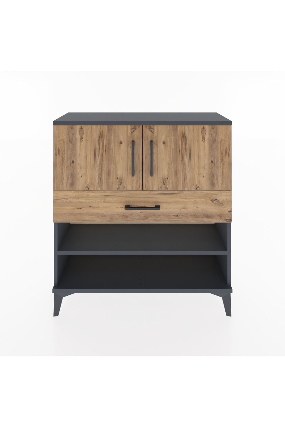 Arges Şifonyer 3 Raflı Tek Çekmeceli 2 Kapaklı 88x30x96 Antrasit-Çam