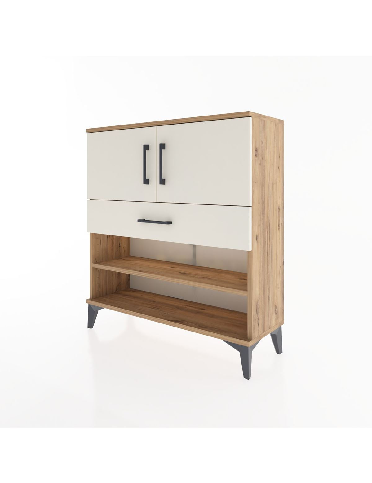 Arges Şifonyer 3 Raflı Tek Çekmeceli 2 Kapaklı 88x30x96 - S04M031V7A