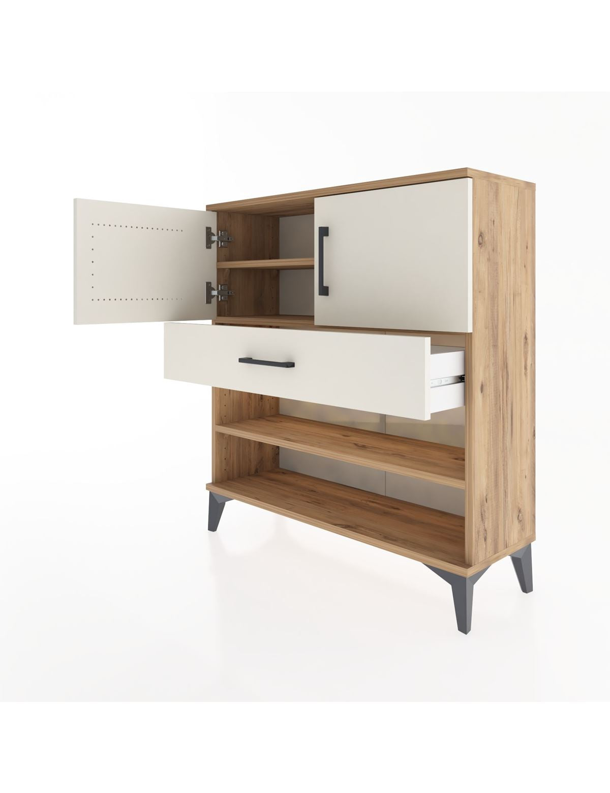 Arges Şifonyer 3 Raflı Tek Çekmeceli 2 Kapaklı 88x30x96 - S04M031V7A