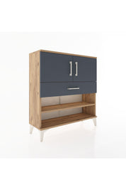 Arges Şifonyer 3 Raflı Tek Çekmeceli 2 Kapaklı 88x30x96 Çam-Antrasit