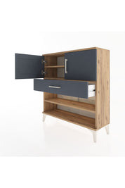 Arges Şifonyer 3 Raflı Tek Çekmeceli 2 Kapaklı 88x30x96 Çam-Antrasit