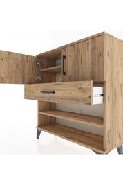 Arges Şifonyer 3 Raflı Tek Çekmeceli 2 Kapaklı 88x30x96 Çam-Çam