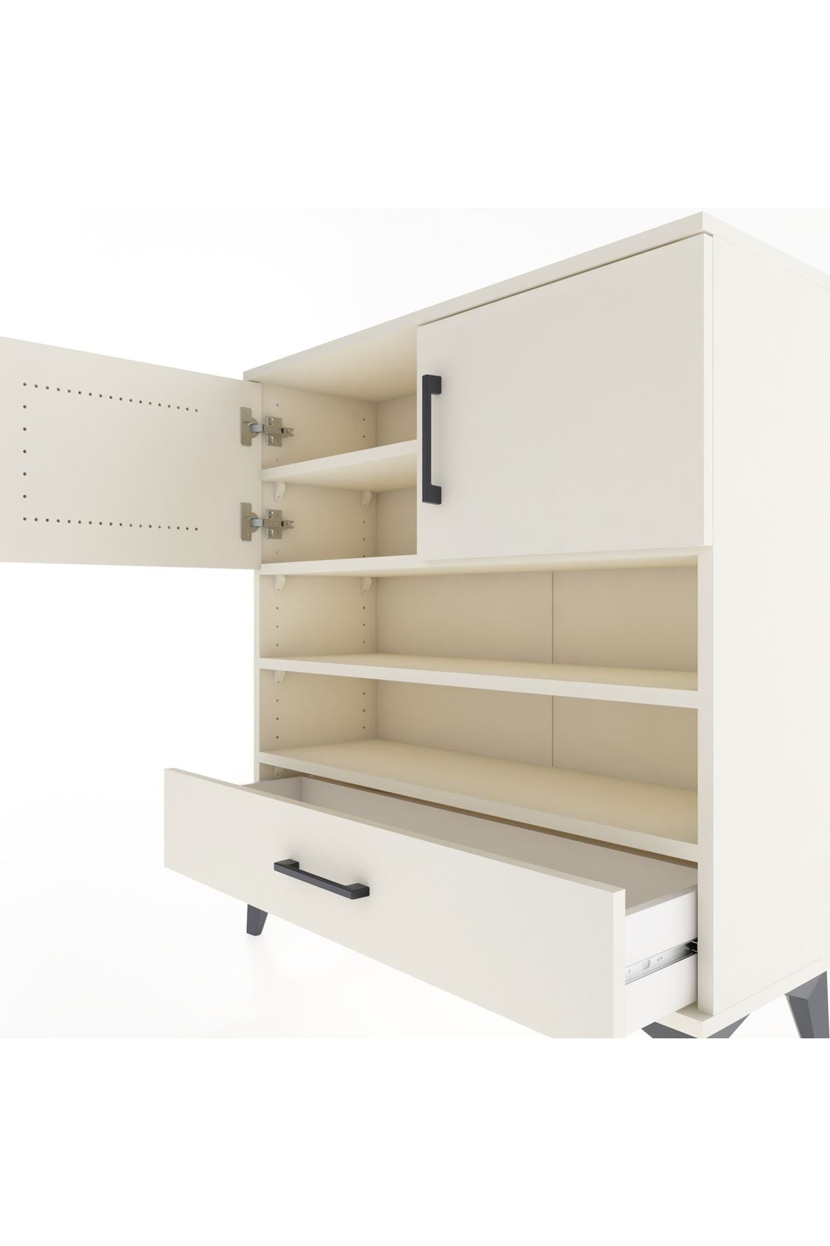 Arges Şifonyer 4 Raflı Tek Çekmeceli 2 Kapaklı 88x30x96 Aytaşı-Aytaşı