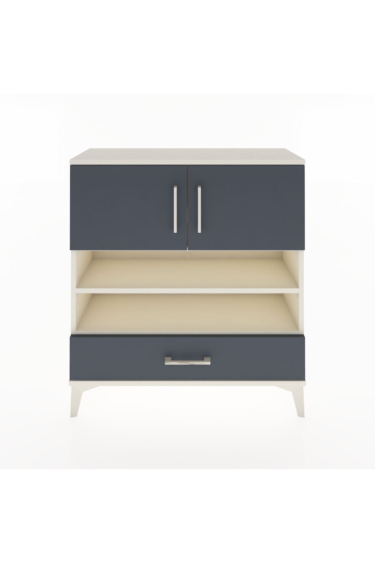 Arges Şifonyer 4 Raflı Tek Çekmeceli 2 Kapaklı 88x30x96 Aytaşı-Antrasit