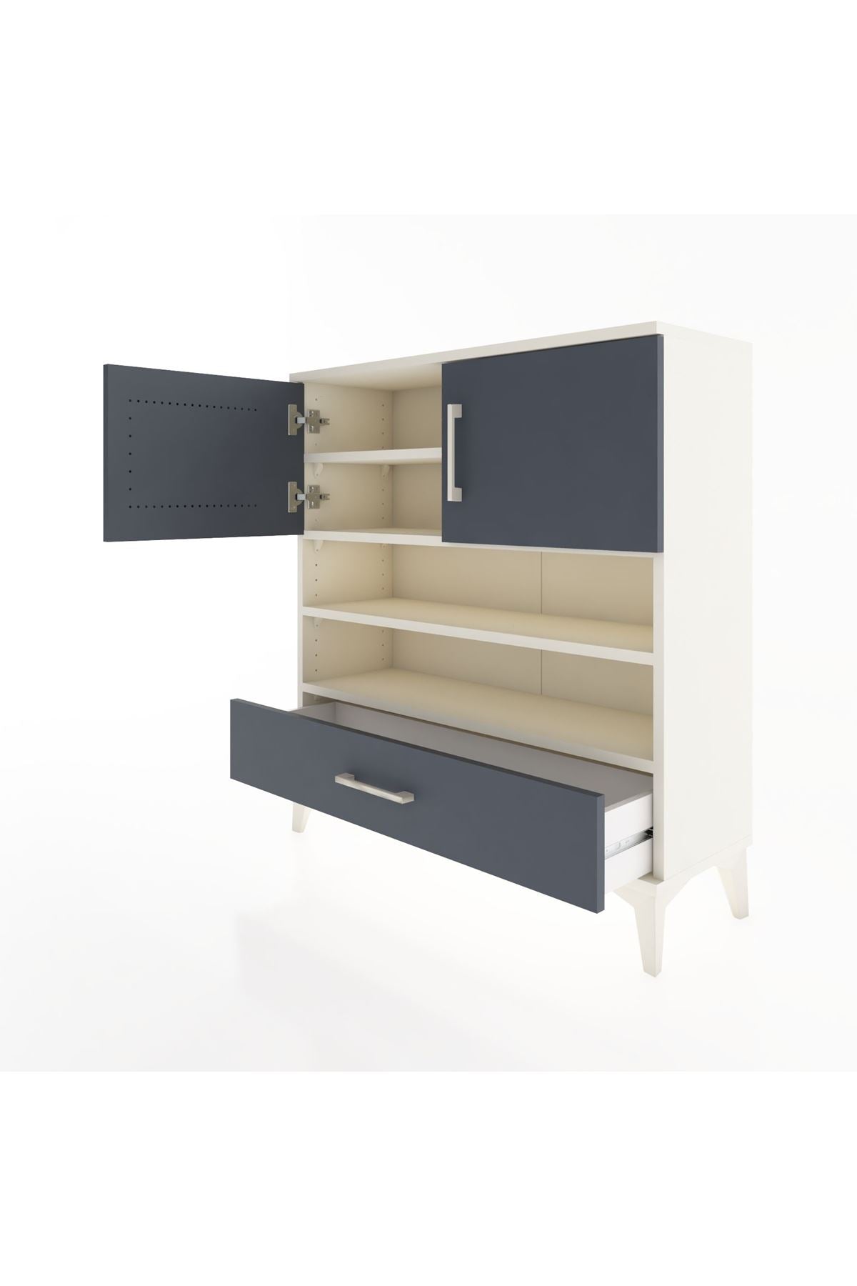 Arges Şifonyer 4 Raflı Tek Çekmeceli 2 Kapaklı 88x30x96 Aytaşı-Antrasit