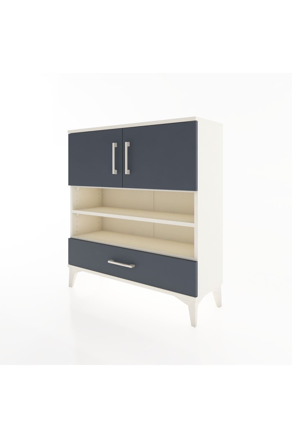 Arges Şifonyer 4 Raflı Tek Çekmeceli 2 Kapaklı 88x30x96 Aytaşı-Antrasit