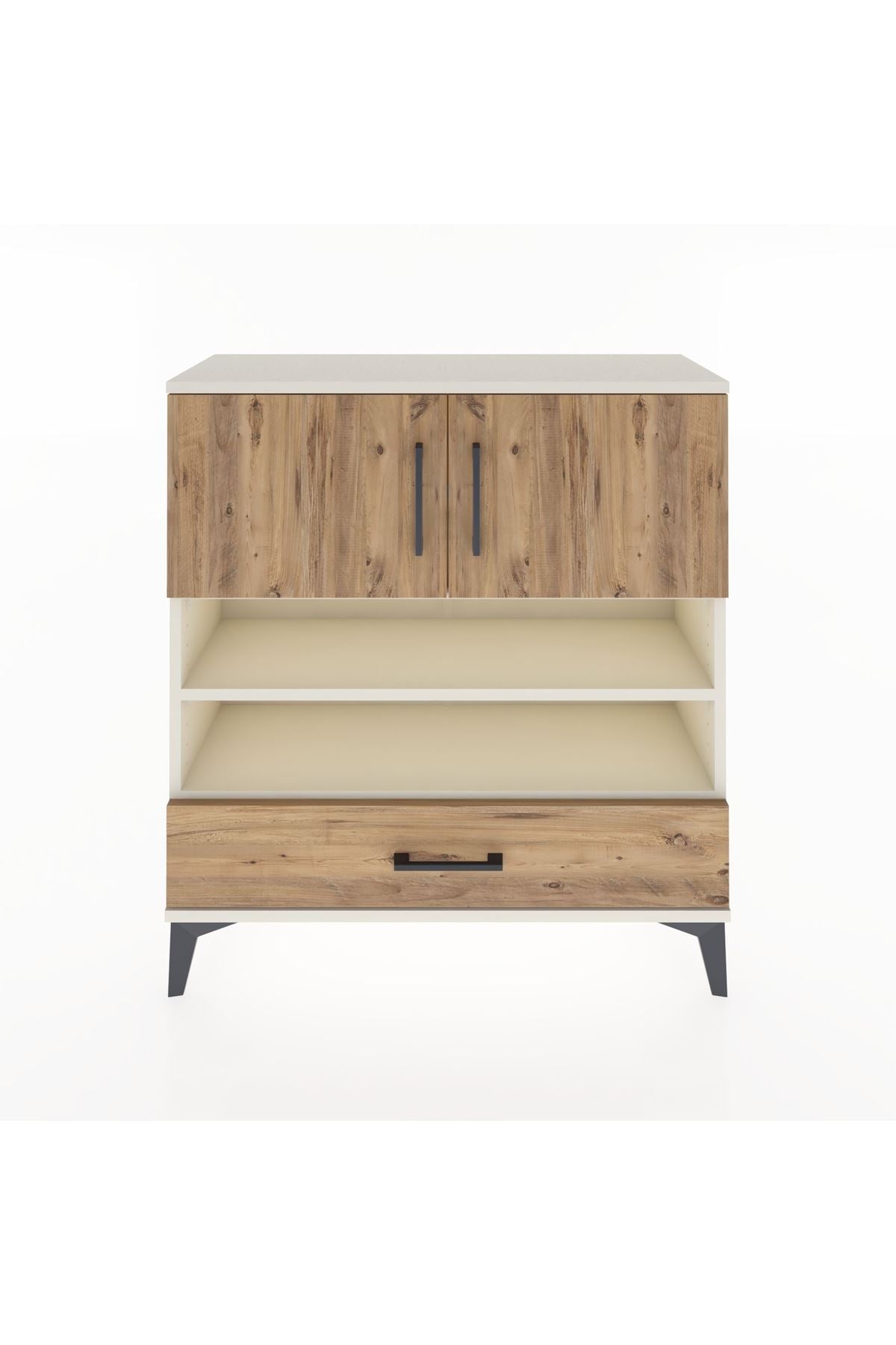 Arges Şifonyer 4 Raflı Tek Çekmeceli 2 Kapaklı 88x30x96 Aytaşı-Çam