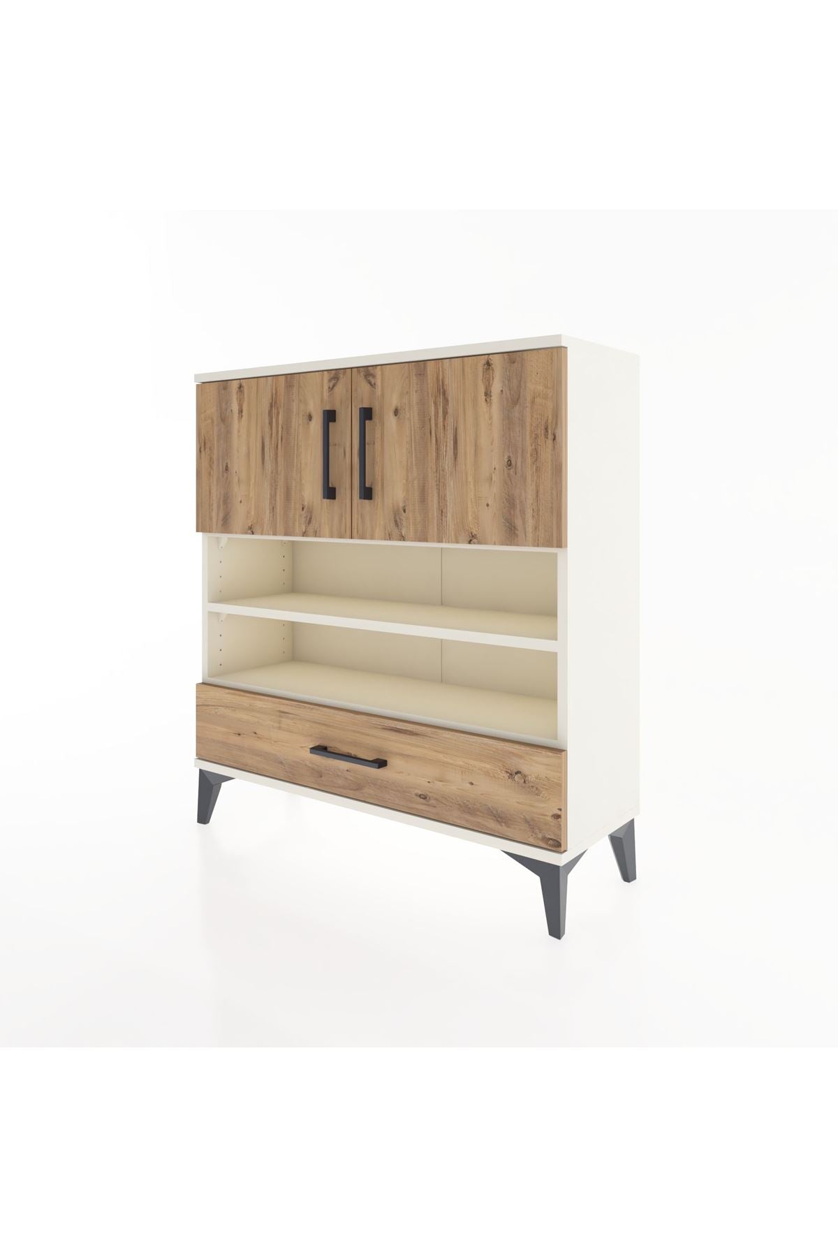 Arges Şifonyer 4 Raflı Tek Çekmeceli 2 Kapaklı 88x30x96 Aytaşı-Çam