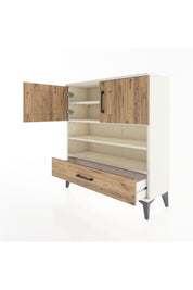 Arges Şifonyer 4 Raflı Tek Çekmeceli 2 Kapaklı 88x30x96 Aytaşı-Çam