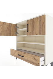 Arges Şifonyer 4 Raflı Tek Çekmeceli 2 Kapaklı 88x30x96 Aytaşı-Çam