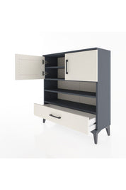 Arges Şifonyer 4 Raflı Tek Çekmeceli 2 Kapaklı 88x30x96 Antrasit-Aytaşı