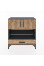 Arges Şifonyer 4 Raflı Tek Çekmeceli 2 Kapaklı 88x30x96 Antrasit-Çam