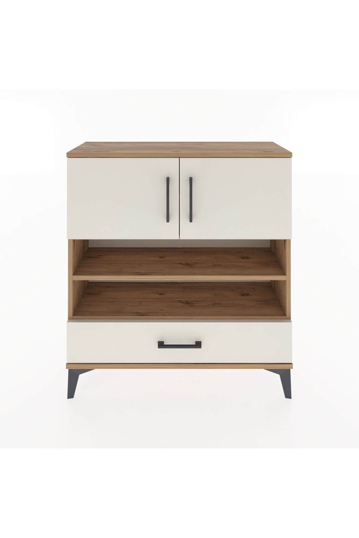 Arges Şifonyer 4 Raflı Tek Çekmeceli 2 Kapaklı 88x30x96 Çam-Aytaşı