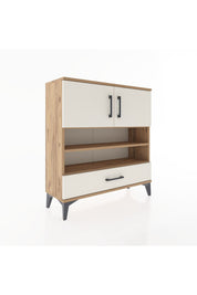 Arges Şifonyer 4 Raflı Tek Çekmeceli 2 Kapaklı 88x30x96 Çam-Aytaşı