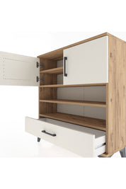 Arges Şifonyer 4 Raflı Tek Çekmeceli 2 Kapaklı 88x30x96 Çam-Aytaşı