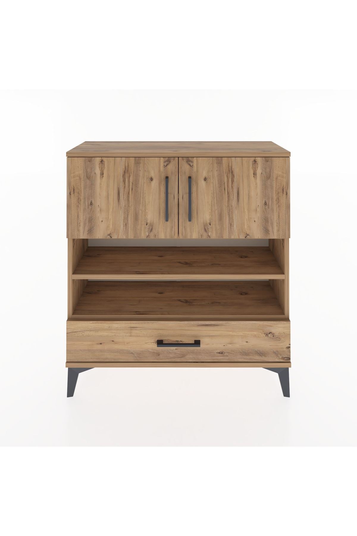 Arges Şifonyer 4 Raflı Tek Çekmeceli 2 Kapaklı 88x30x96 Çam-Çam