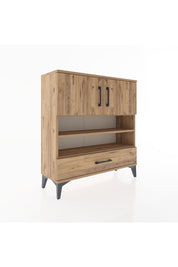 Arges Şifonyer 4 Raflı Tek Çekmeceli 2 Kapaklı 88x30x96 Çam-Çam