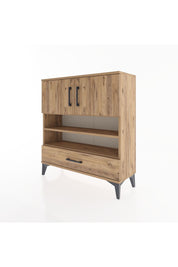 Arges Şifonyer 4 Raflı Tek Çekmeceli 2 Kapaklı 88x30x96 Çam-Çam