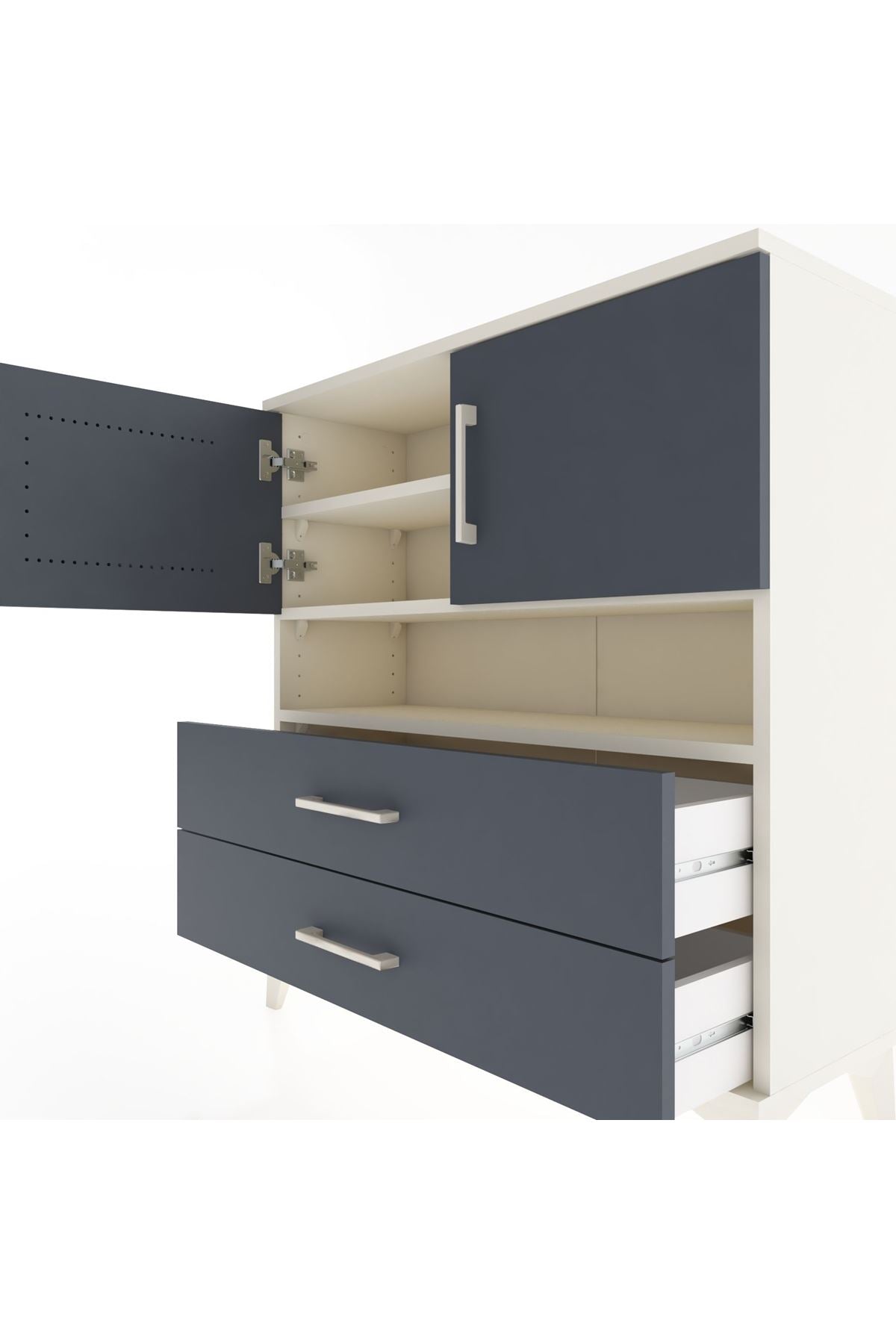 Arges Şifonyer 3 Raflı 2 Çekmeceli 2 Kapaklı 88x30x96 Aytaşı-Antrasit