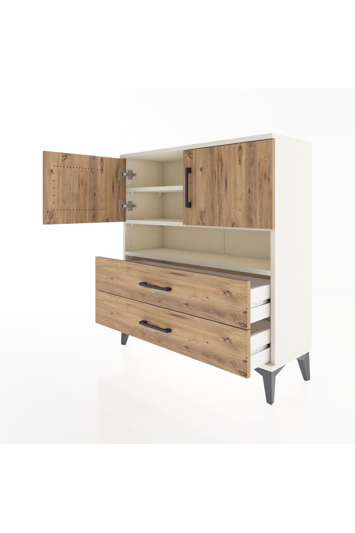 Arges Şifonyer 3 Raflı 2 Çekmeceli 2 Kapaklı 88x30x96 Aytaşı-Çam