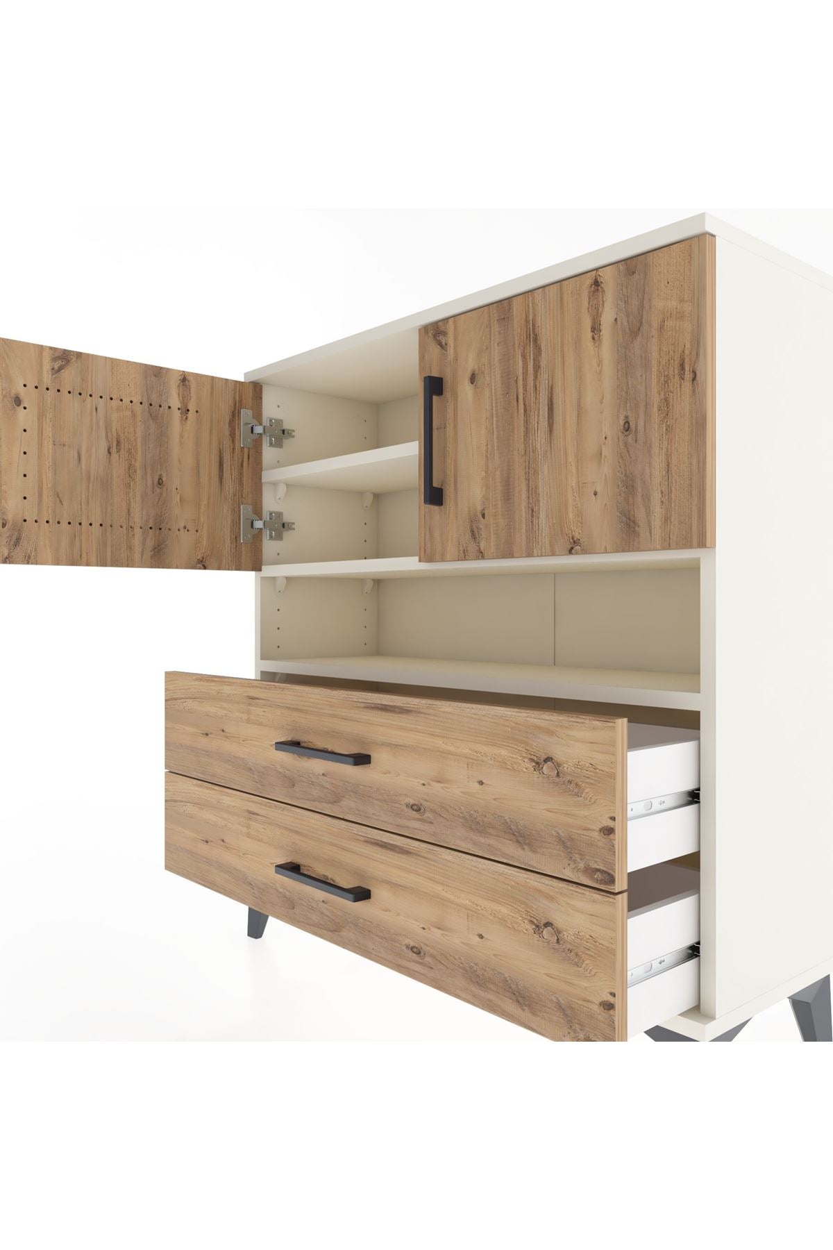 Arges Şifonyer 3 Raflı 2 Çekmeceli 2 Kapaklı 88x30x96 Aytaşı-Çam