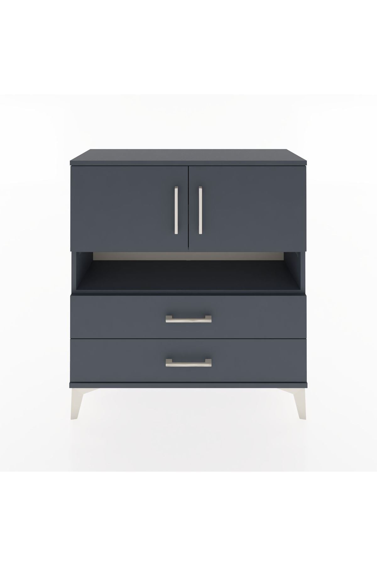 Arges Şifonyer 3 Raflı 2 Çekmeceli 2 Kapaklı 88x30x96 Antrasit-Antrasit