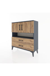 Arges Şifonyer 3 Raflı 2 Çekmeceli 2 Kapaklı 88x30x96 Antrasit-Çam