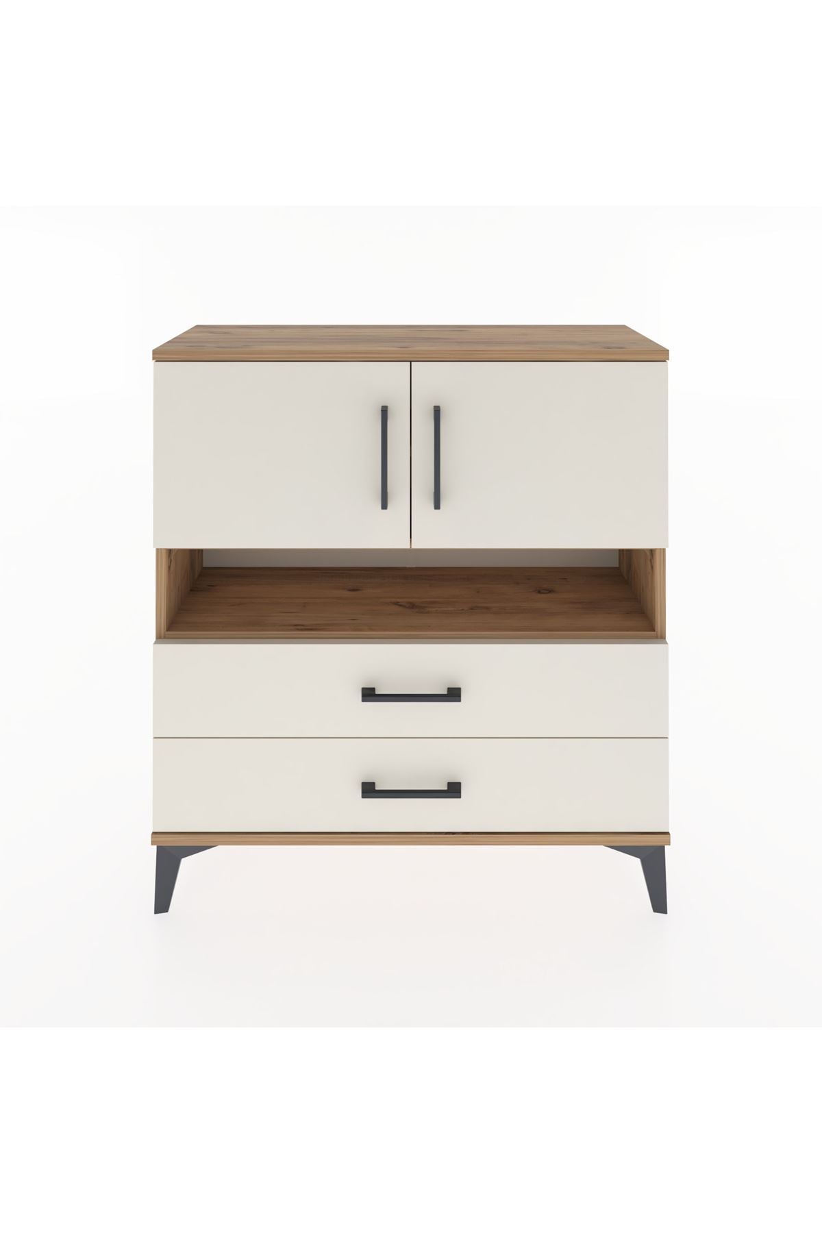 Arges Şifonyer 3 Raflı 2 Çekmeceli 2 Kapaklı 88x30x96 Çam-Aytaşı