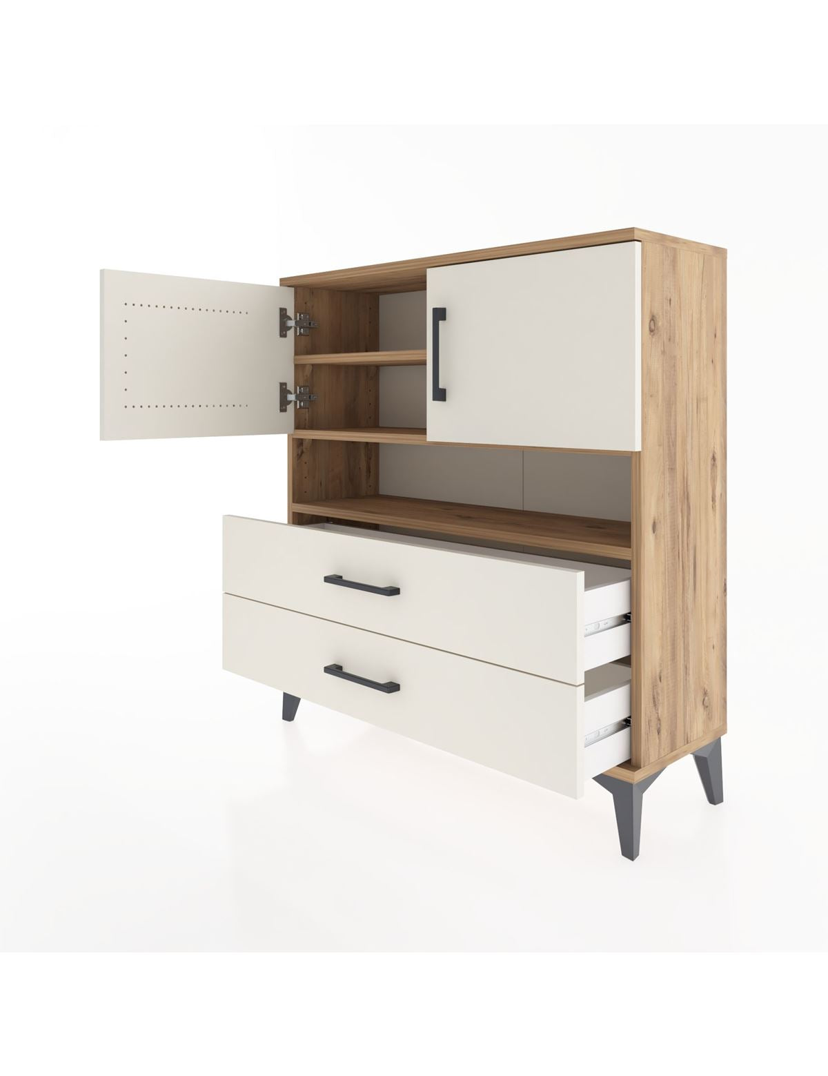 Arges Şifonyer 3 Raflı 2 Çekmeceli 2 Kapaklı 88x30x96 - S04M033V7A