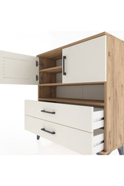 Arges Şifonyer 3 Raflı 2 Çekmeceli 2 Kapaklı 88x30x96 Çam-Aytaşı