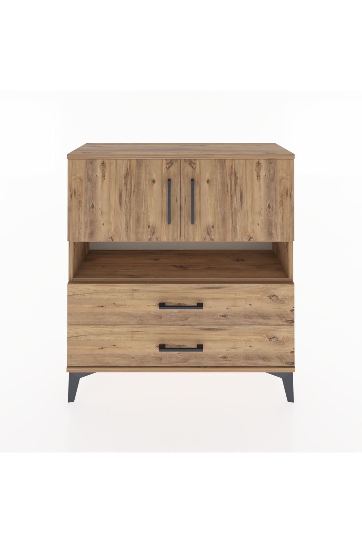 Arges Şifonyer 3 Raflı 2 Çekmeceli 2 Kapaklı 88x30x96 Çam-Çam