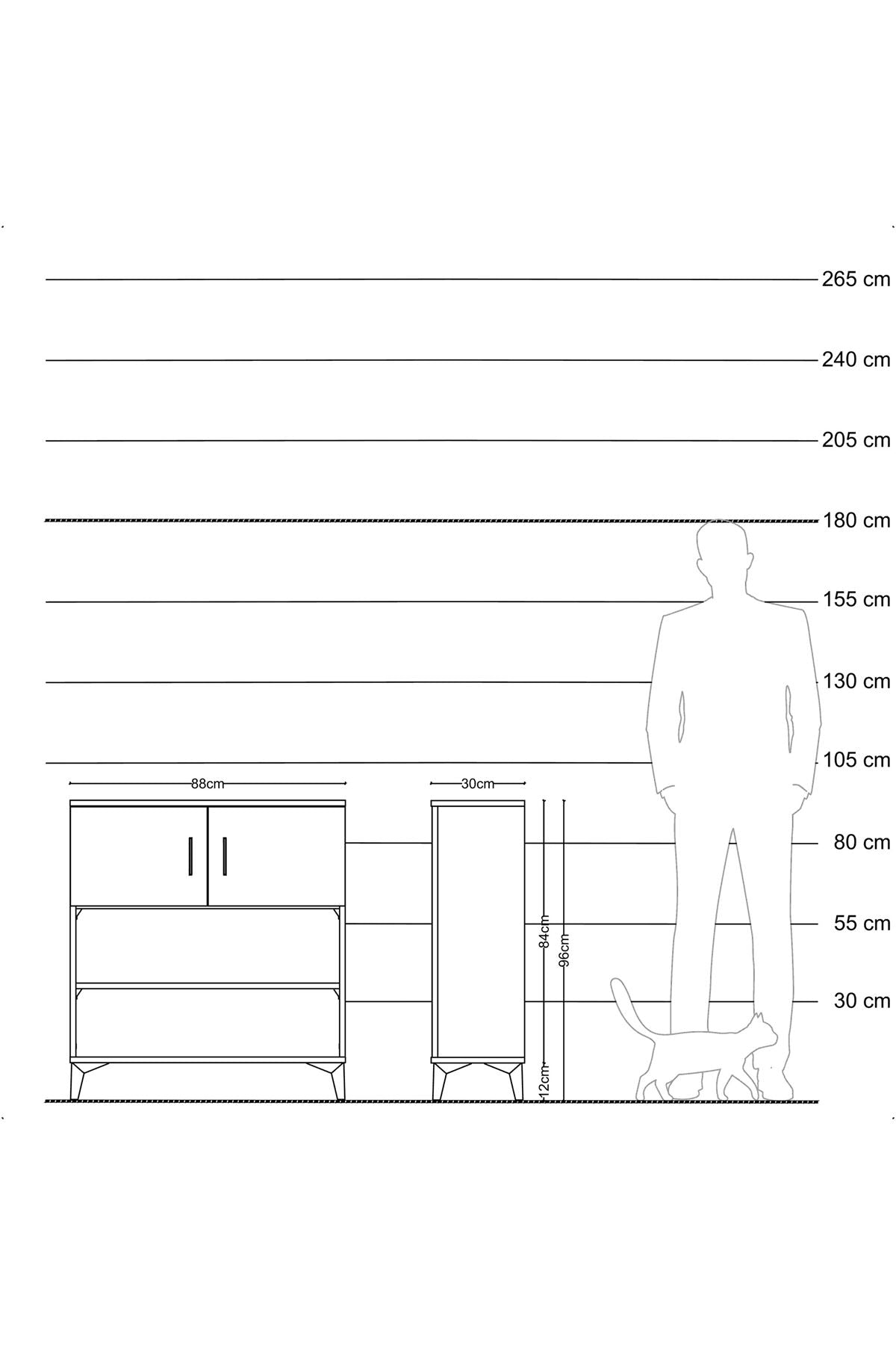 Arges Şifonyer 3 Raflı 2 Kapaklı 88x30x96 Aytaşı-Aytaşı