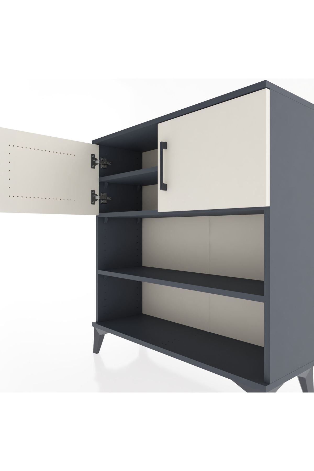 Arges Şifonyer 3 Raflı 2 Kapaklı 88x30x96 Antrasit-Aytaşı