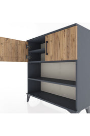 Arges Şifonyer 3 Raflı 2 Kapaklı 88x30x96 Antrasit-Çam