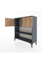 Arges Şifonyer 3 Raflı 2 Kapaklı 88x30x96 Antrasit-Çam