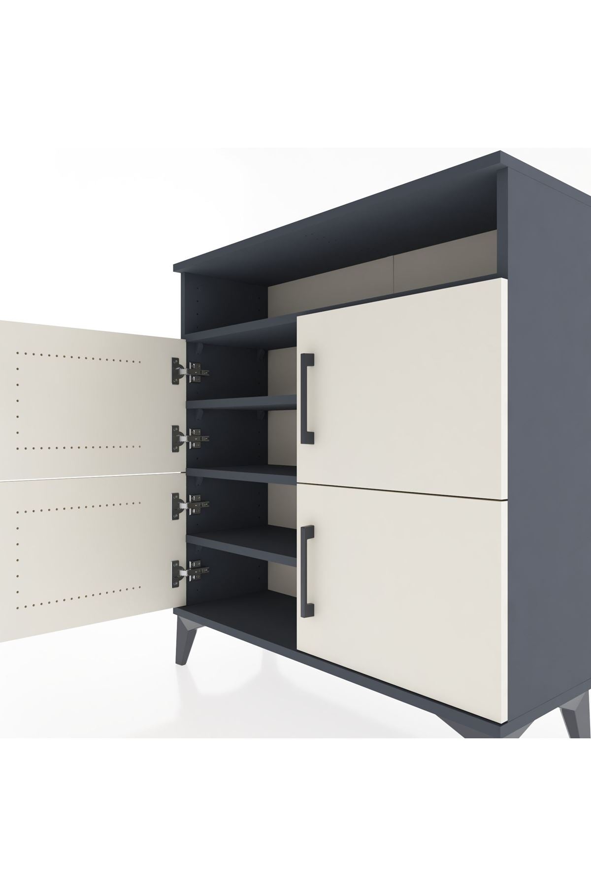 Arges Şifonyer 4 Raflı 4 Kapaklı 88x30x96 Antrasit-Aytaşı