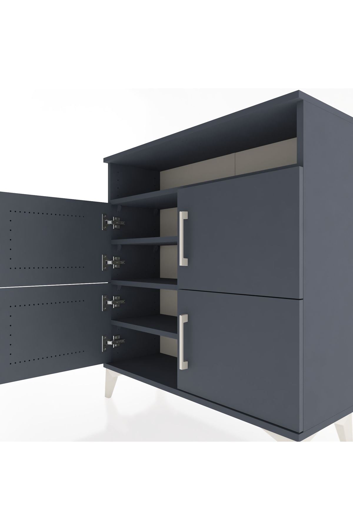 Arges Şifonyer 4 Raflı 4 Kapaklı 88x30x96 Antrasit-Antrasit