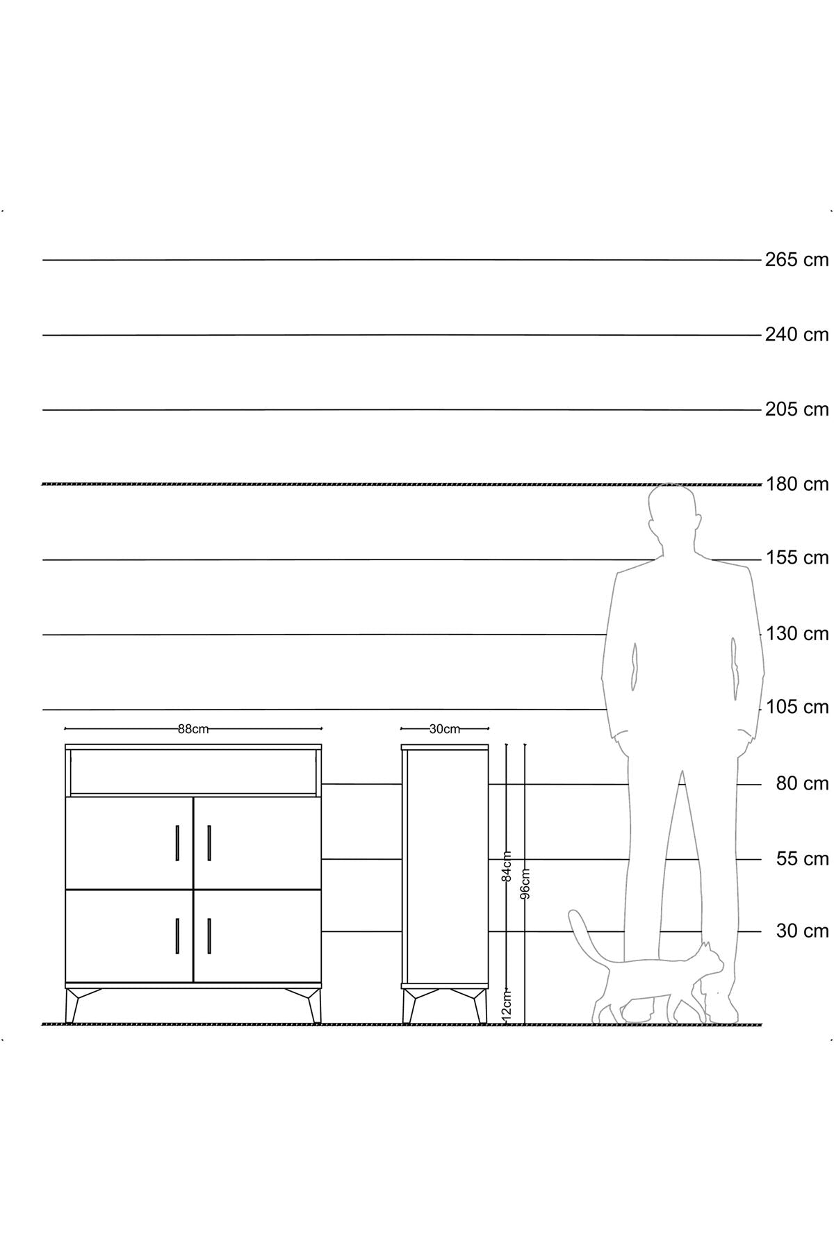 Arges Şifonyer 4 Raflı 4 Kapaklı 88x30x96 Antrasit-Antrasit