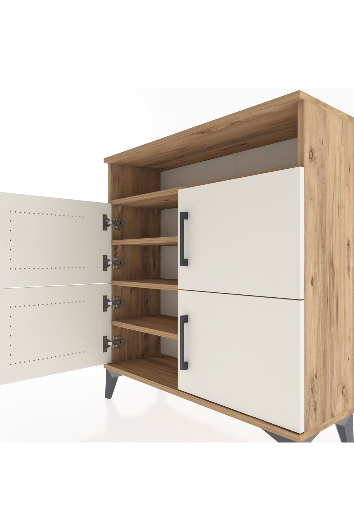 Arges Şifonyer 4 Raflı 4 Kapaklı 88x30x96 Çam-Aytaşı