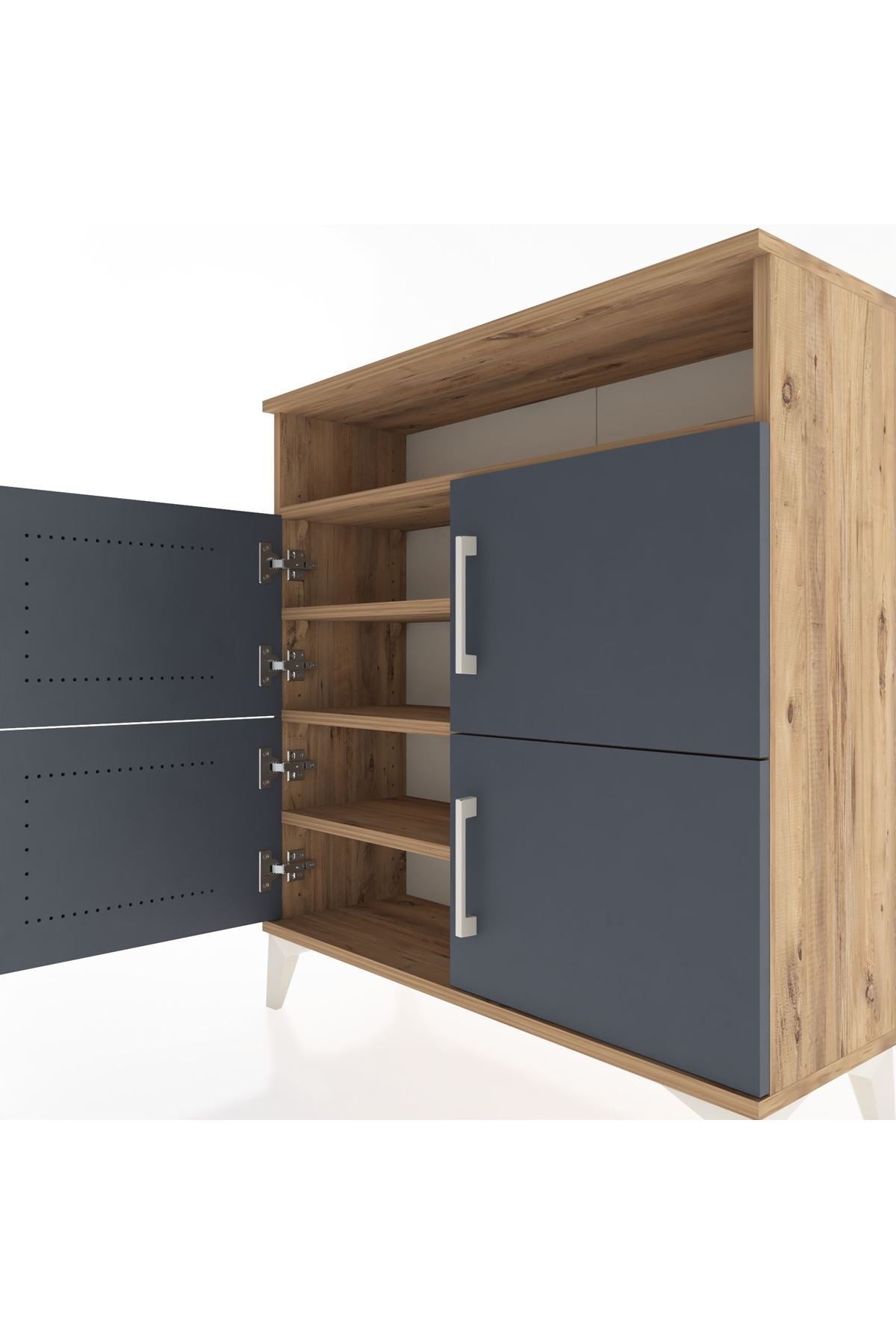 Arges Şifonyer 4 Raflı 4 Kapaklı 88x30x96 Çam-Antrasit