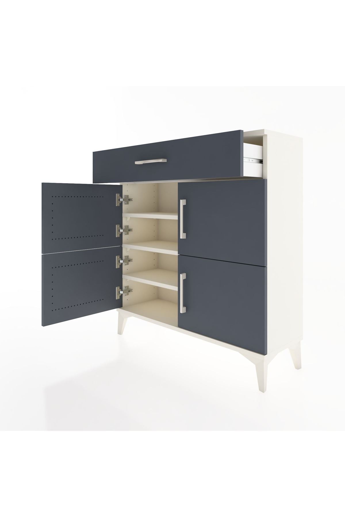 Arges Şifonyer 3 Raflı Tek Çekmeceli 4 Kapaklı 88x30x96 Aytaşı-Antrasit