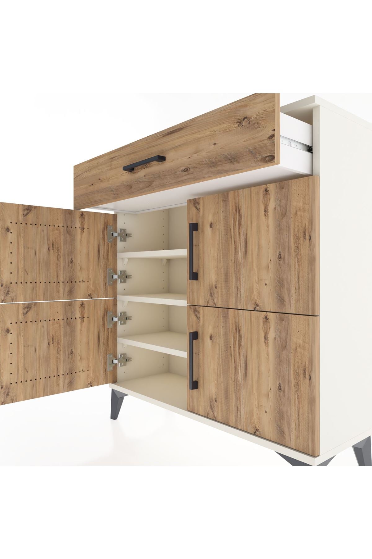 Arges Şifonyer 3 Raflı Tek Çekmeceli 4 Kapaklı 88x30x96 Aytaşı-Çam